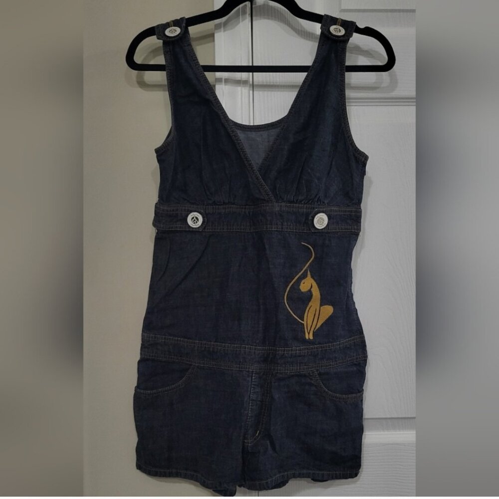 Rare Vintage Y2K Dark Denim Baby Phat Jumpsuit /romper Junior Size 7